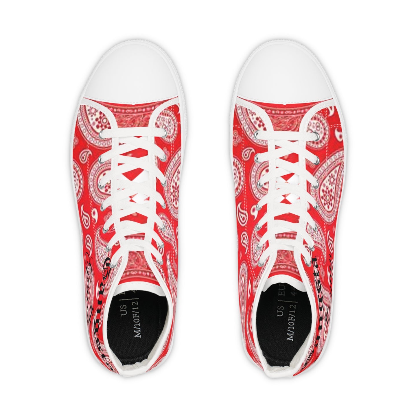 Vibrant Red Paisley Bandana High-Top Sneakers | Stylish Streetwear for Men | Unique Casual Footwear