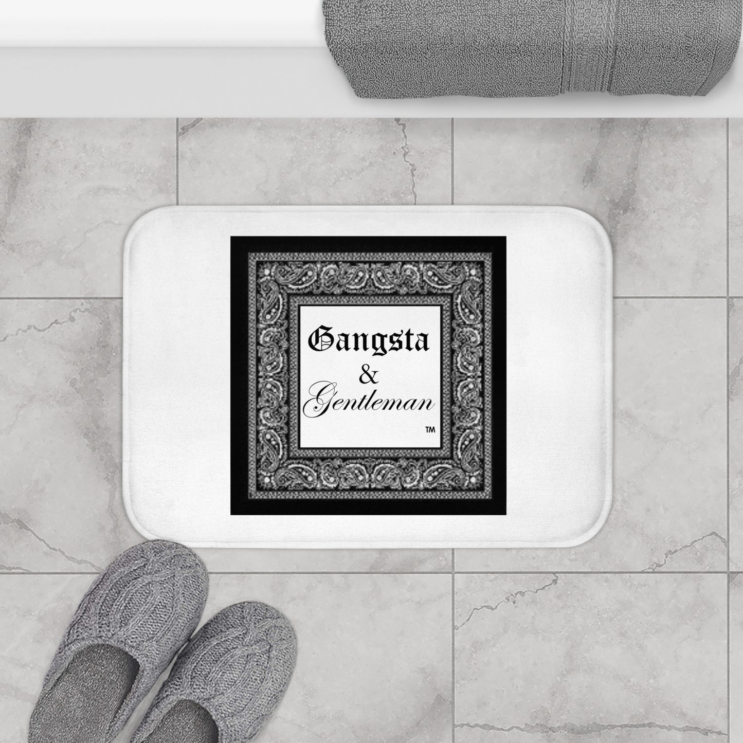 Luxury Memory Foam Bath Mat with 'Gangsta & Gentleman' Logo - Multiple Sizes