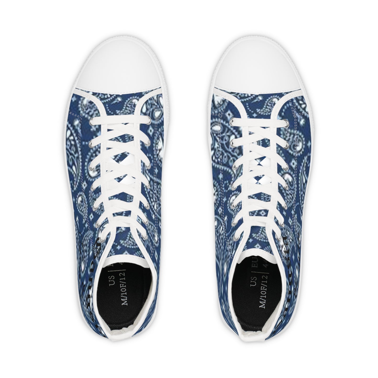 Blue Paisley Bandana High-Top Sneakers | Men's Stylish Streetwear Footwear | Unique Casual Print Shoes