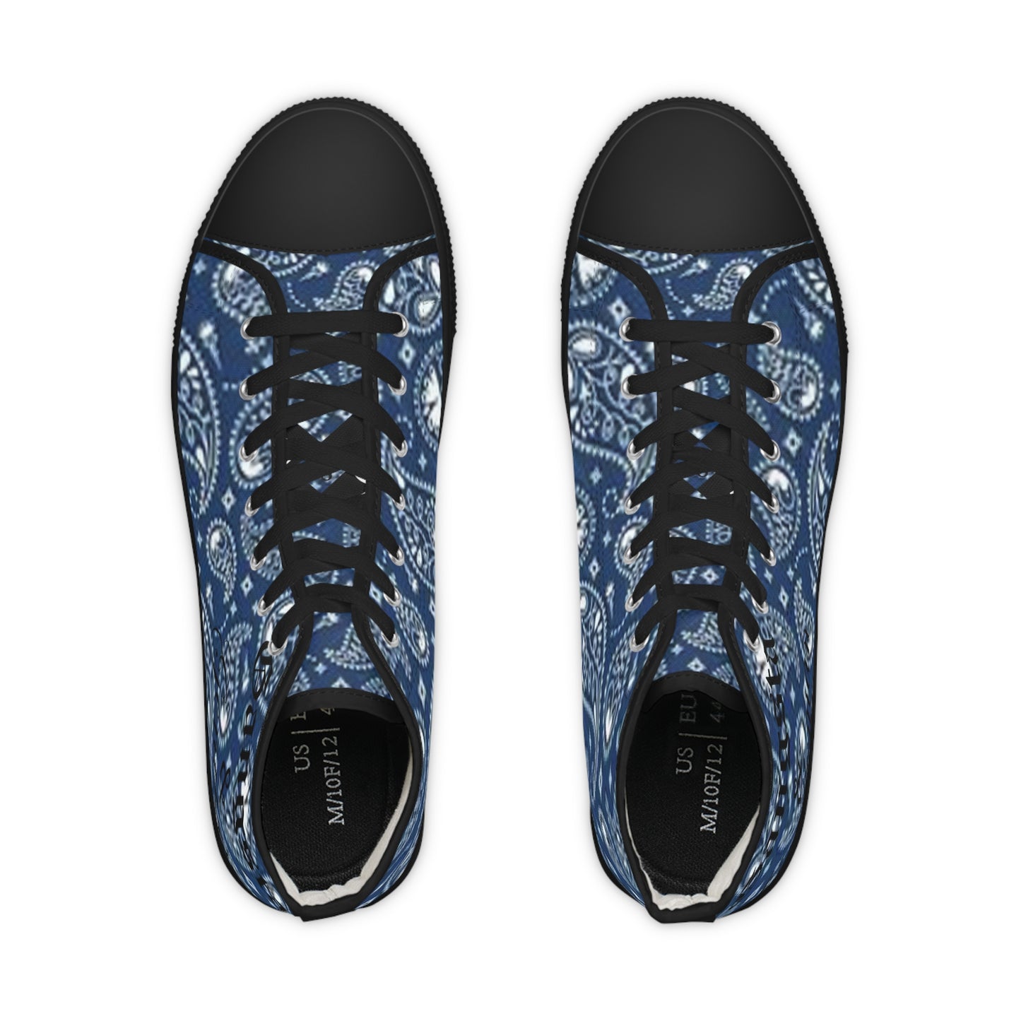 Blue Paisley Bandana High-Top Sneakers | Men's Stylish Streetwear Footwear | Unique Casual Print Shoes