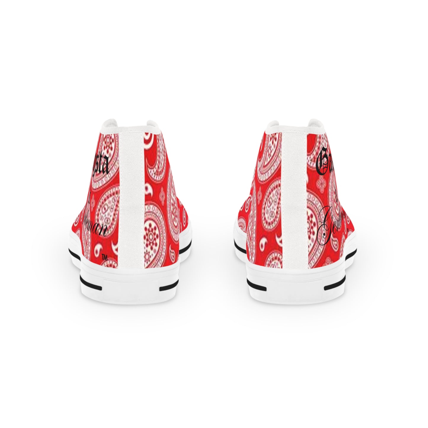 Vibrant Red Paisley Bandana High-Top Sneakers | Stylish Streetwear for Men | Unique Casual Footwear
