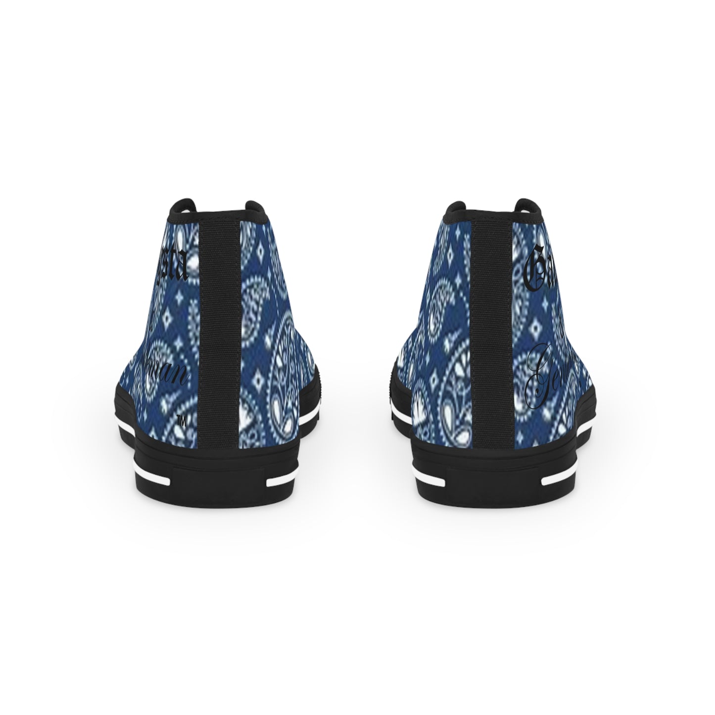 Blue Paisley Bandana High-Top Sneakers | Men's Stylish Streetwear Footwear | Unique Casual Print Shoes