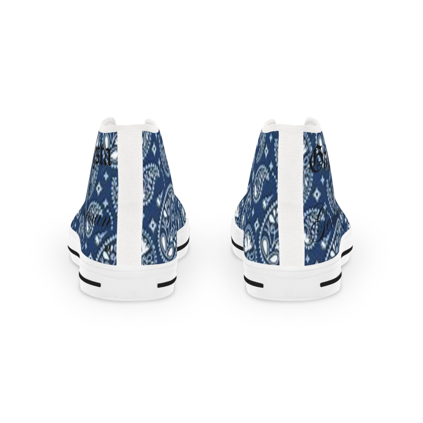 Blue Paisley Bandana High-Top Sneakers | Men's Stylish Streetwear Footwear | Unique Casual Print Shoes