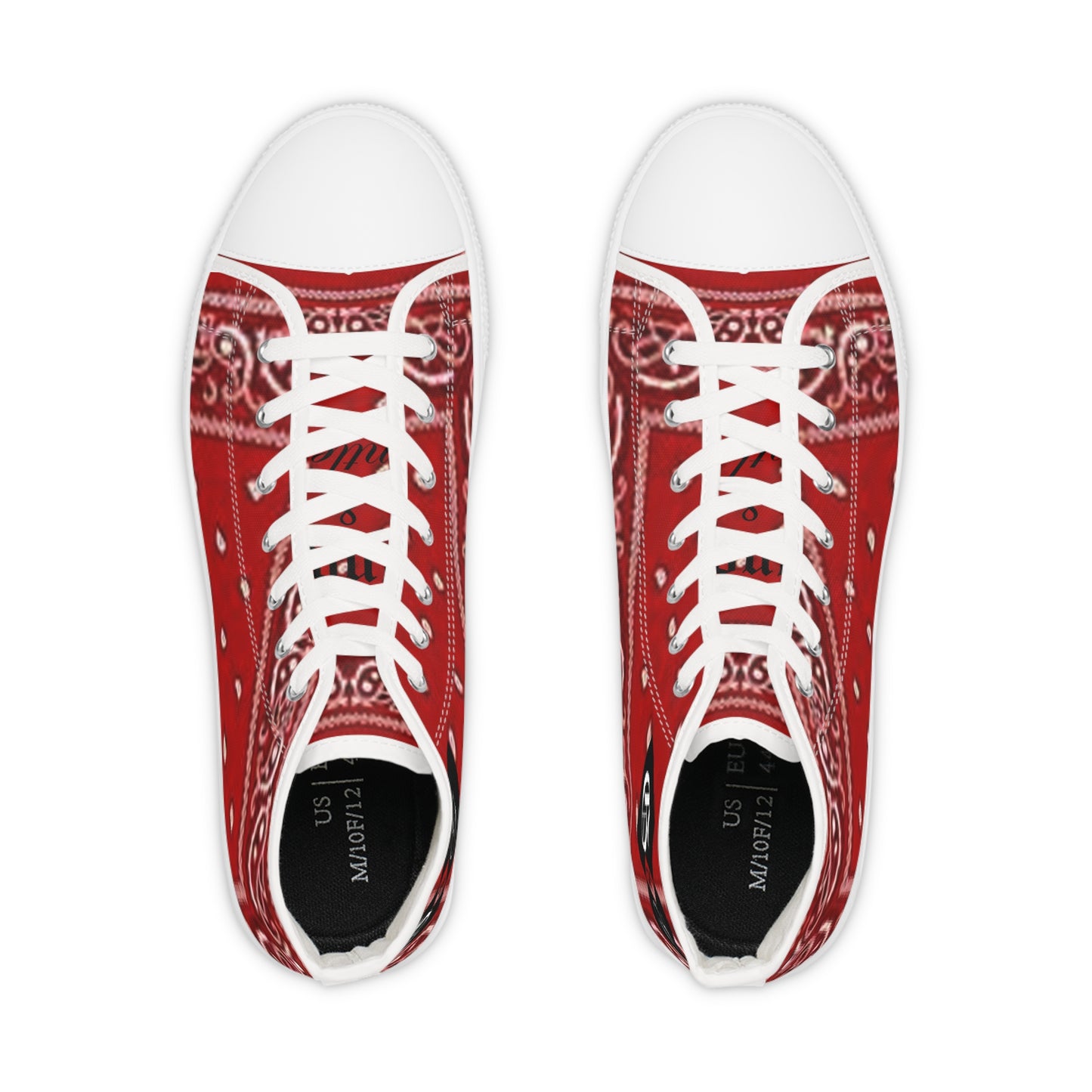 Vibrant Red Bandana High Top Sneakers | Casual, Streetwear, Gift for Him, Summer Style, Unique Footwear