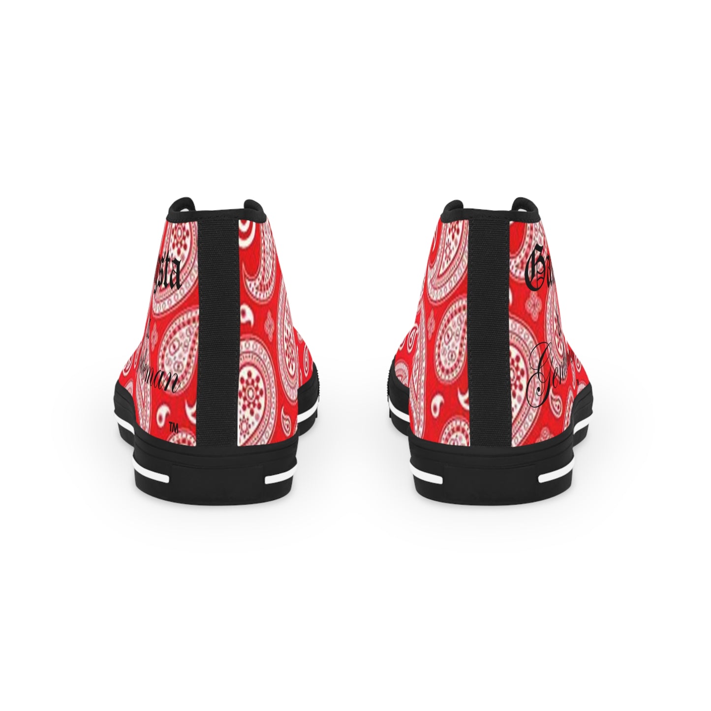 Vibrant Red Paisley Bandana High-Top Sneakers | Stylish Streetwear for Men | Unique Casual Footwear