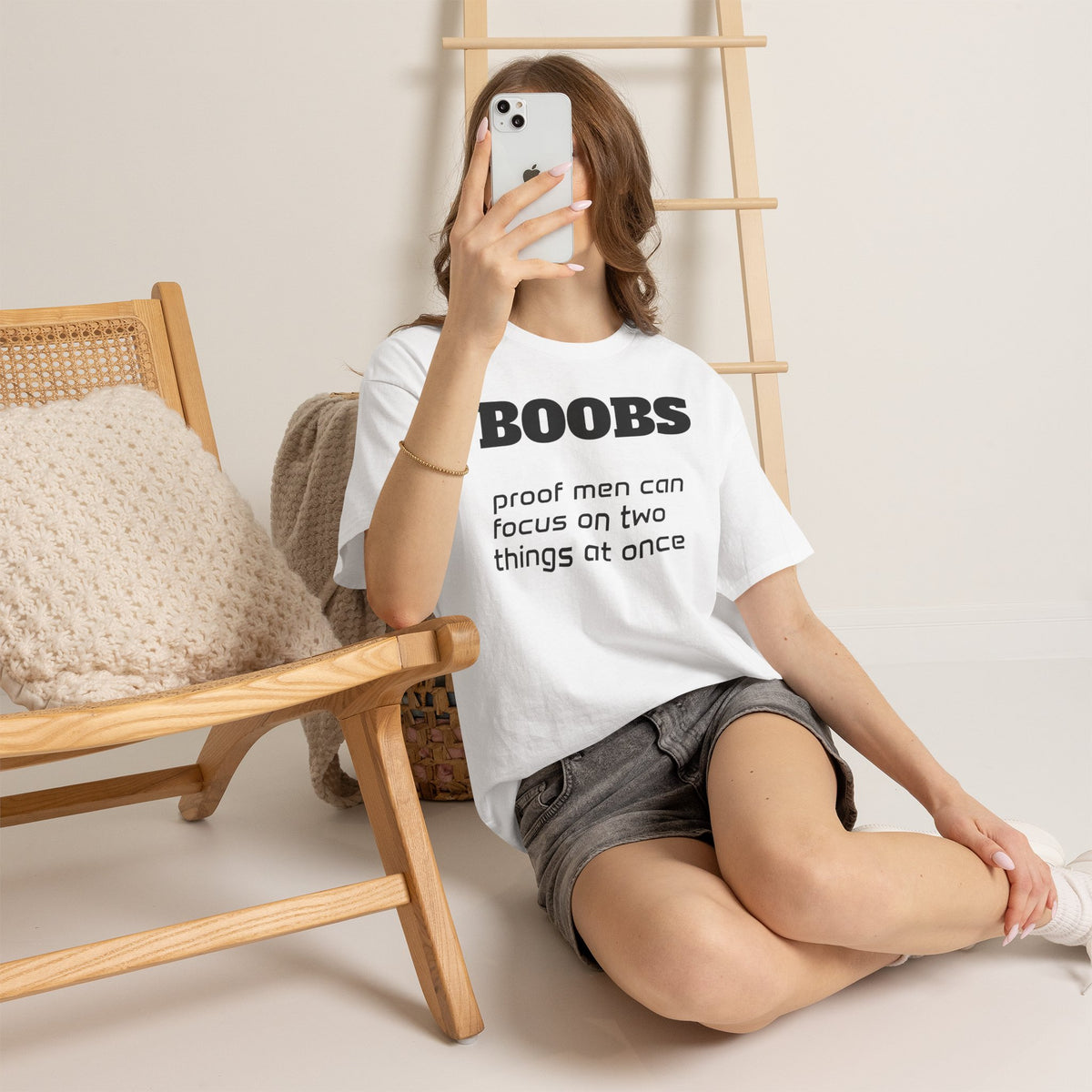 T-Shirt — "BOOBS: proof men can focus on two things at once" Funny Graphic Tee