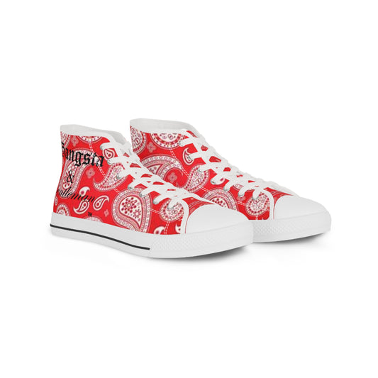 Vibrant Red Paisley Bandana High-Top Sneakers | Stylish Streetwear for Men | Unique Casual Footwear
