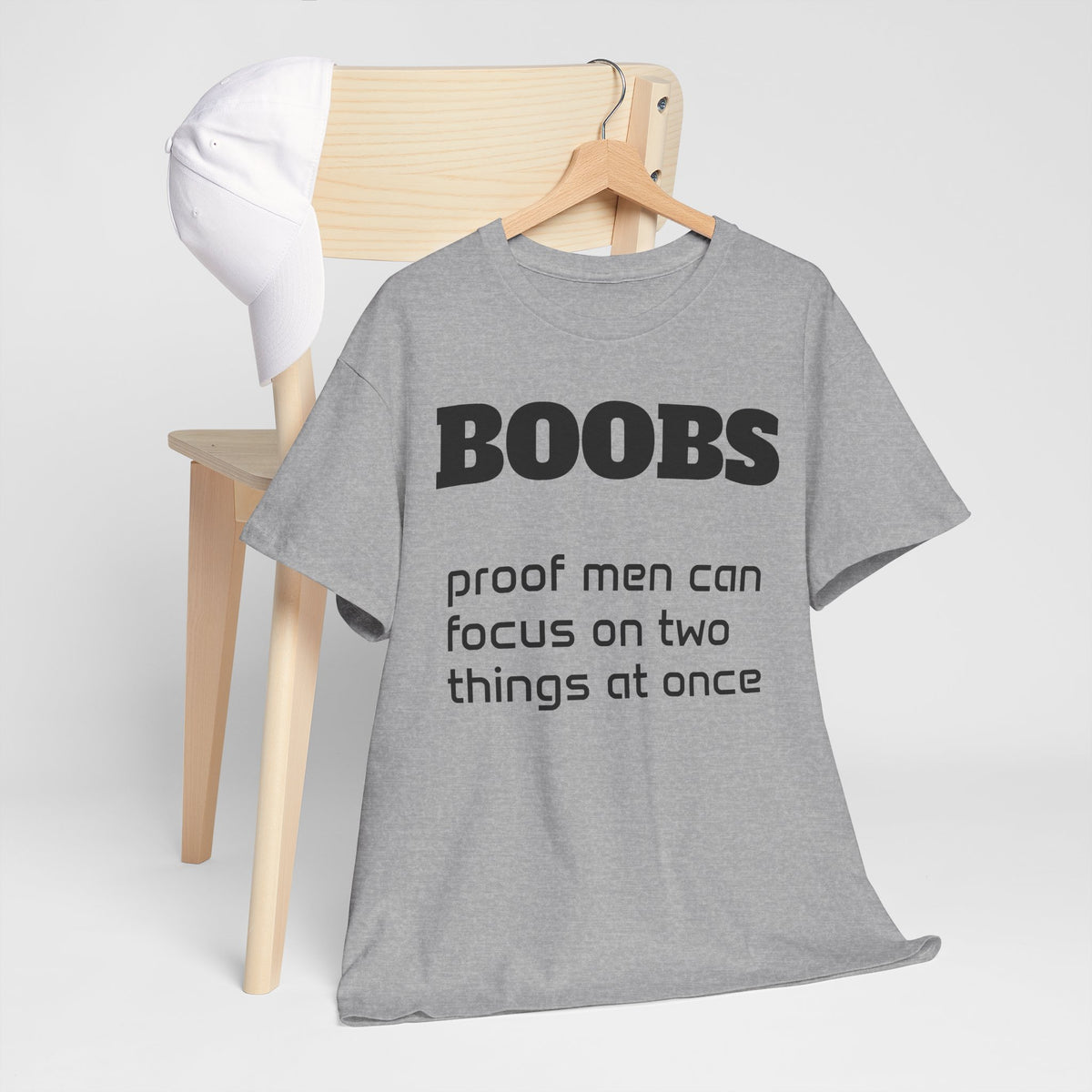 T-Shirt — "BOOBS: proof men can focus on two things at once" Funny Graphic Tee