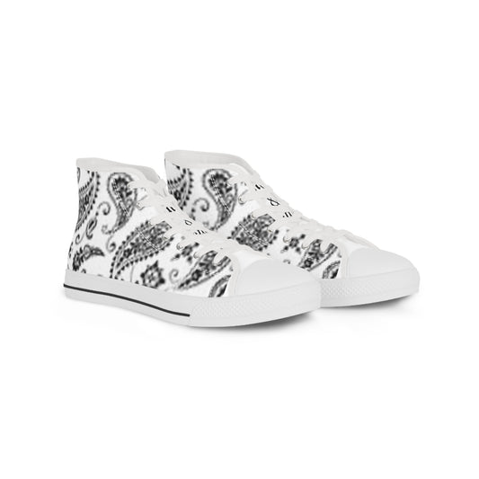 Stylish Paisley High Top Sneakers | Unique Footwear for Men, Casual Shoes, Trendy Sneakers, Gift for Him, Streetwear Style