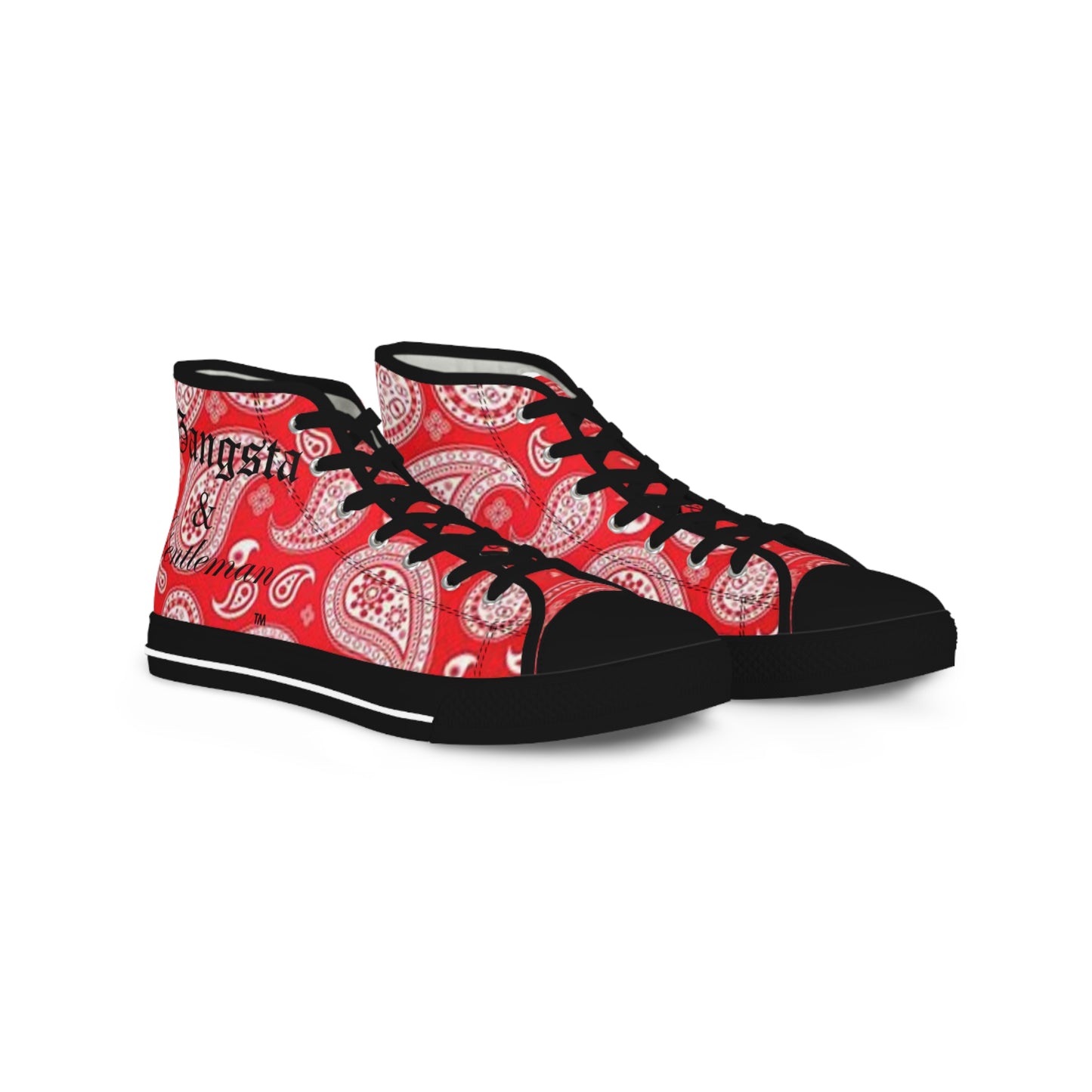 Vibrant Red Paisley Bandana High-Top Sneakers | Stylish Streetwear for Men | Unique Casual Footwear