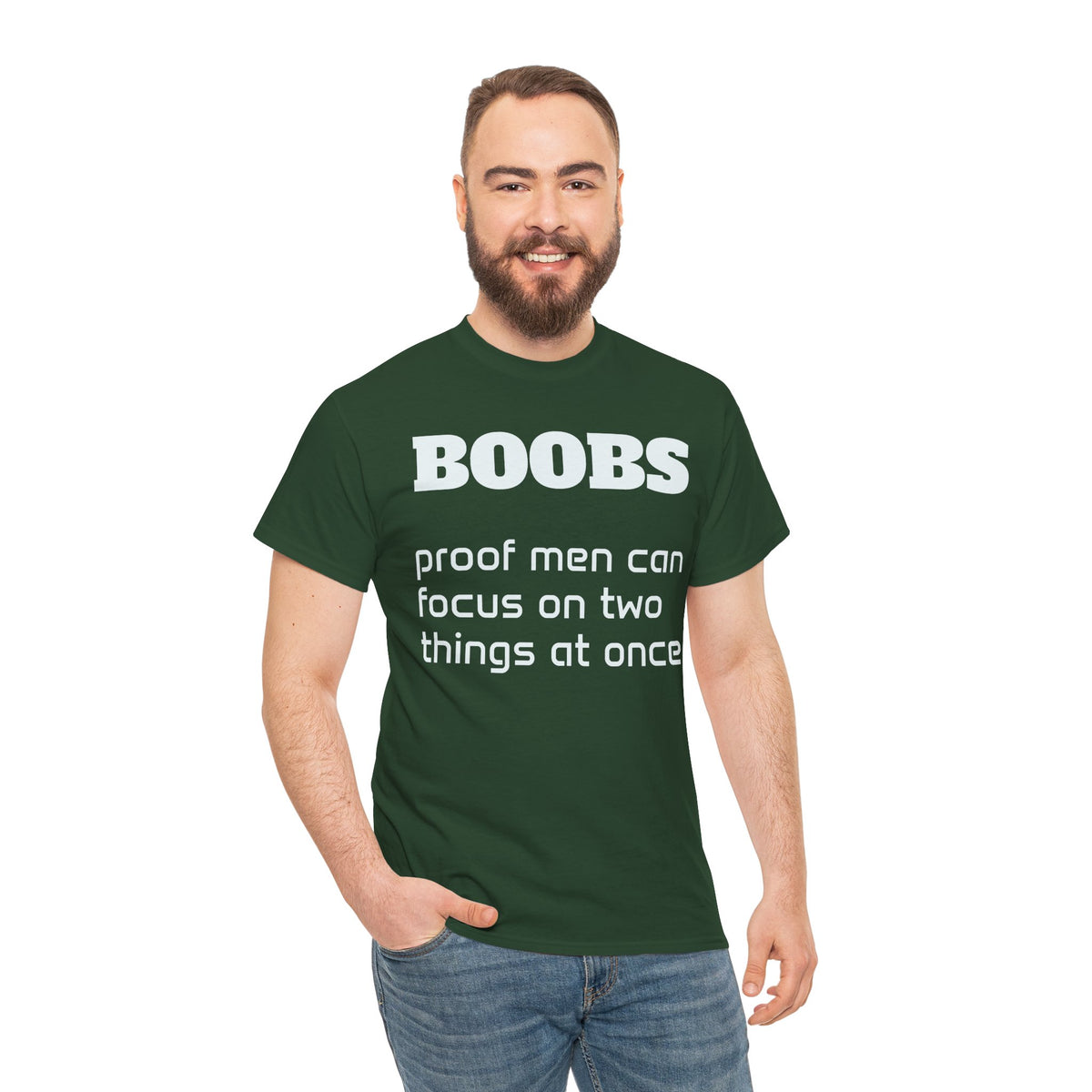 Graphic Tee — "BOOBS: proof men can focus on two things at once"