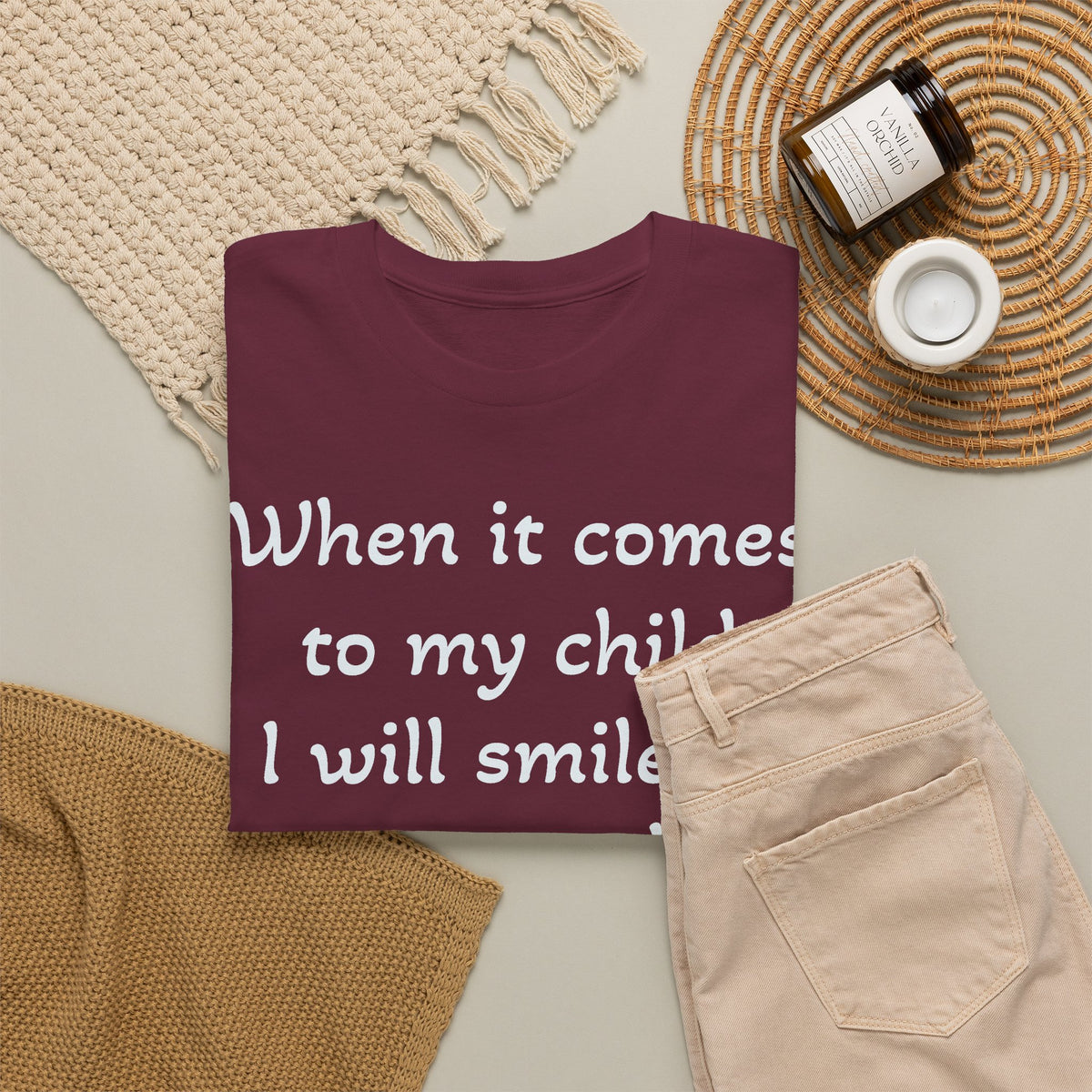 Mug Shot Parenting T‑Shirt — "When it comes to my child I will smile in my mug shot. TRY ME!"