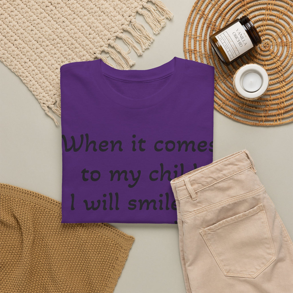 Mug Shot Parenting T‑Shirt — "When it comes to my child I will smile in my mug shot. TRY ME!"