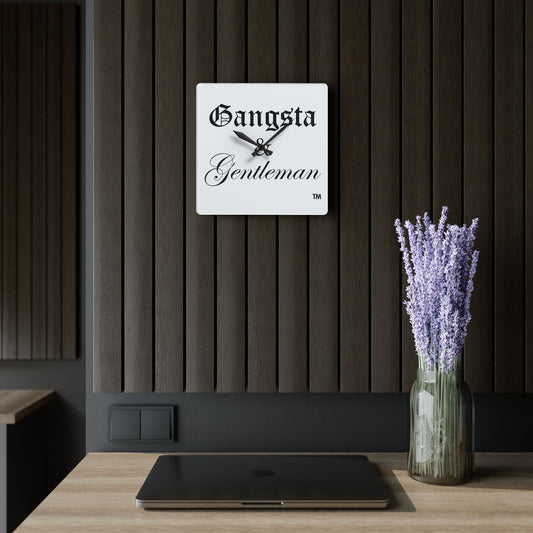 Premium Acrylic Wall Clock with 'Gangsta & Gentleman' Logo - Elegant & Edgy Home Accent