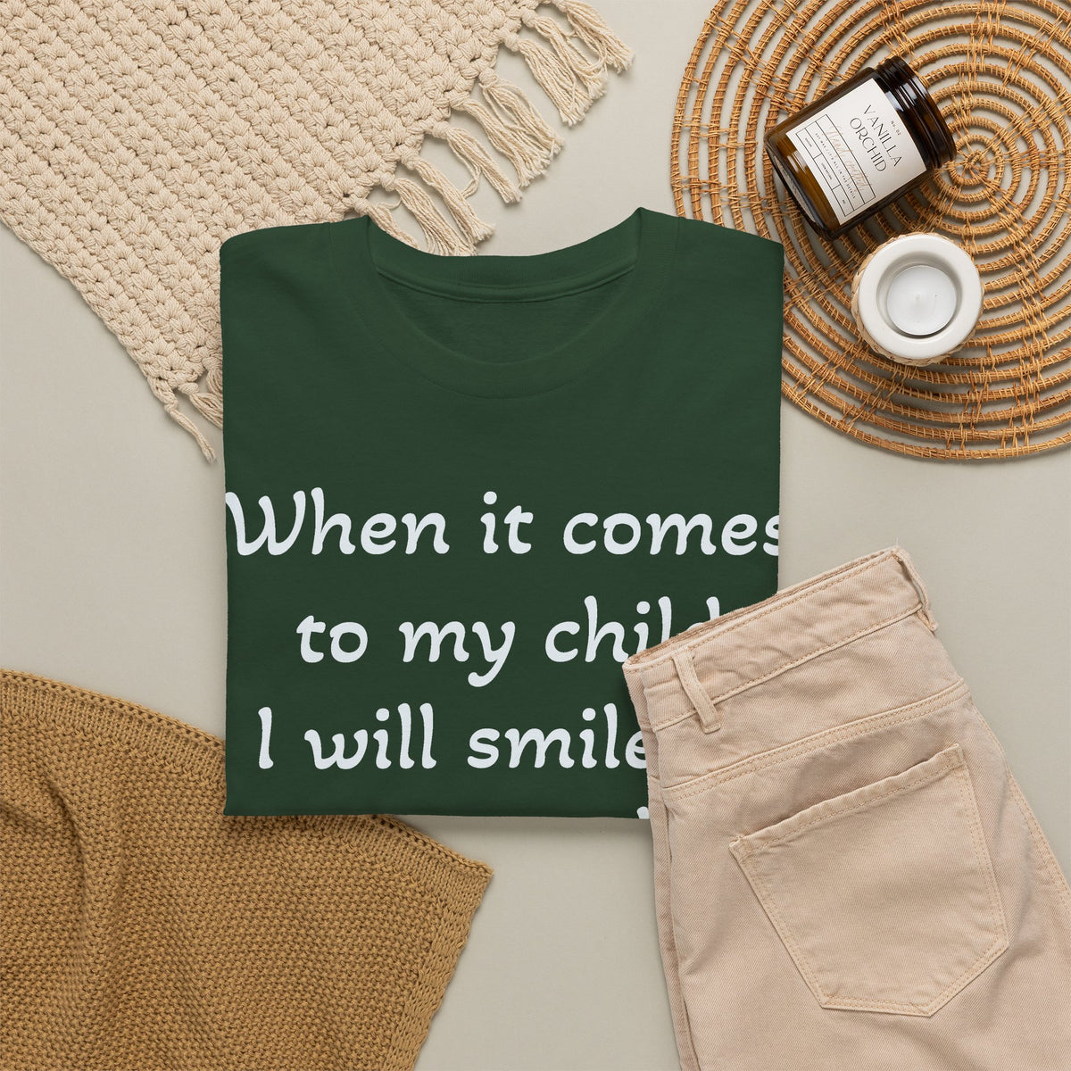 Mug Shot Parenting T‑Shirt — "When it comes to my child I will smile in my mug shot. TRY ME!"